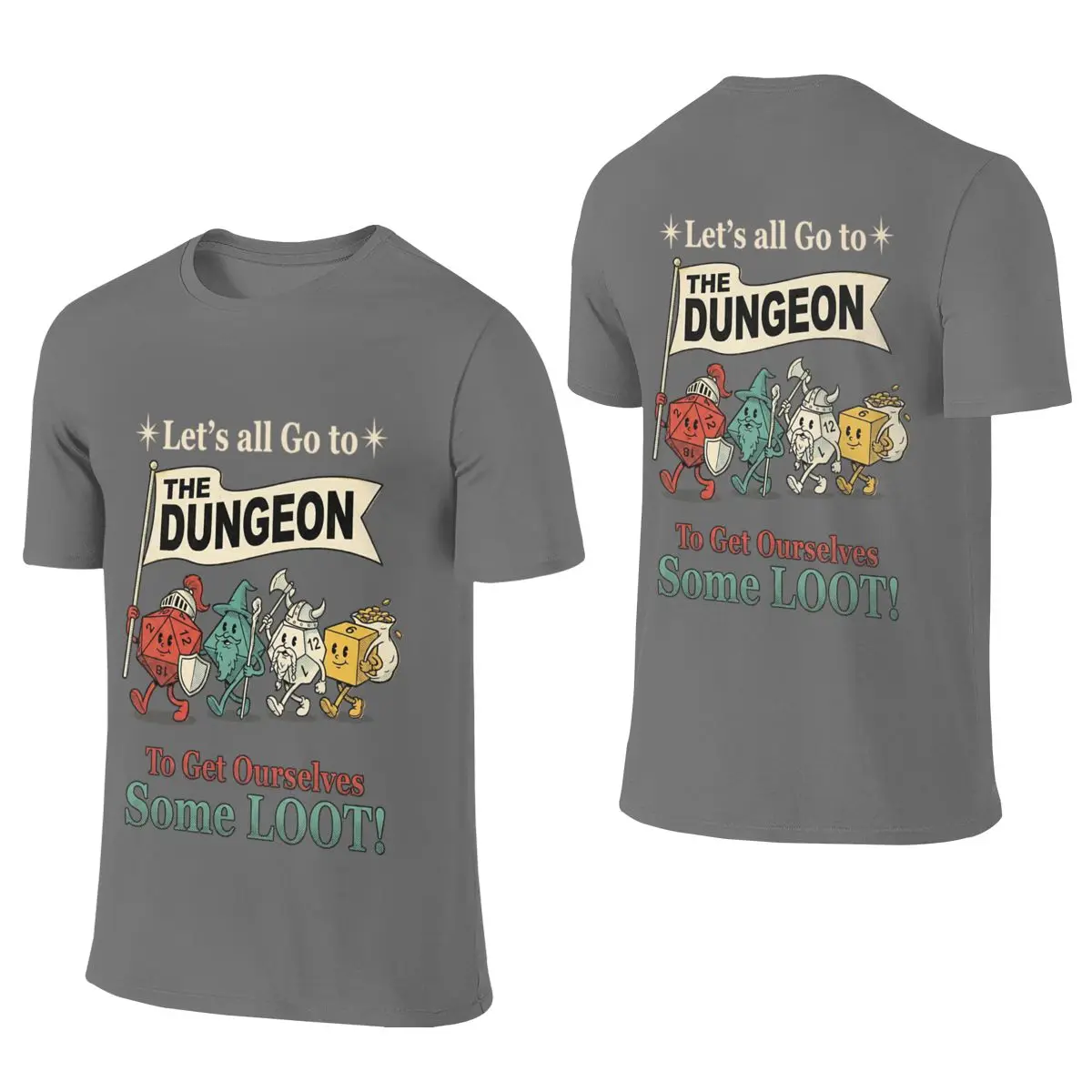 Lets Go To The Dungeon Loot Loose Reversible T-shirt Japanese-Style Lazy Durable T-shirt