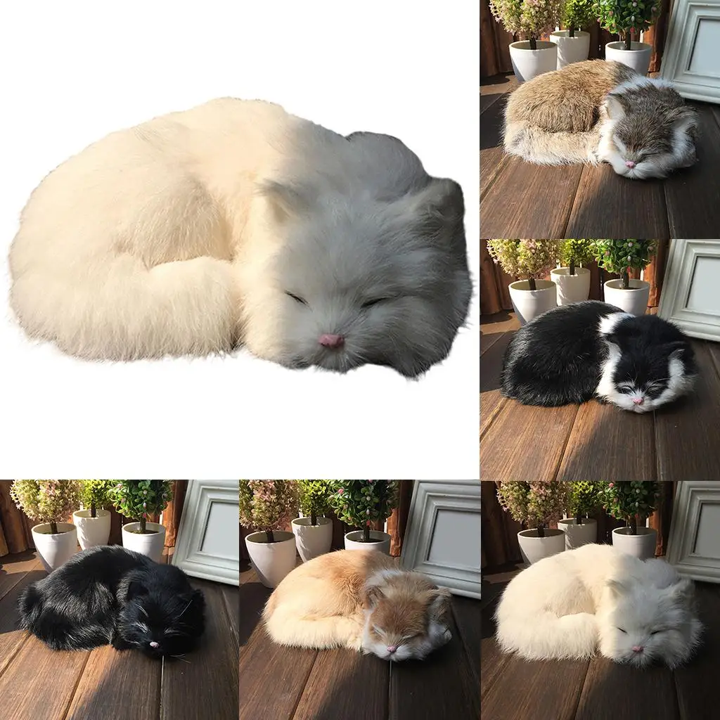 

Реалистичная кошка, милая плюшевая фигурка животного, кукла, игрушка, рождественские украшения, подарок