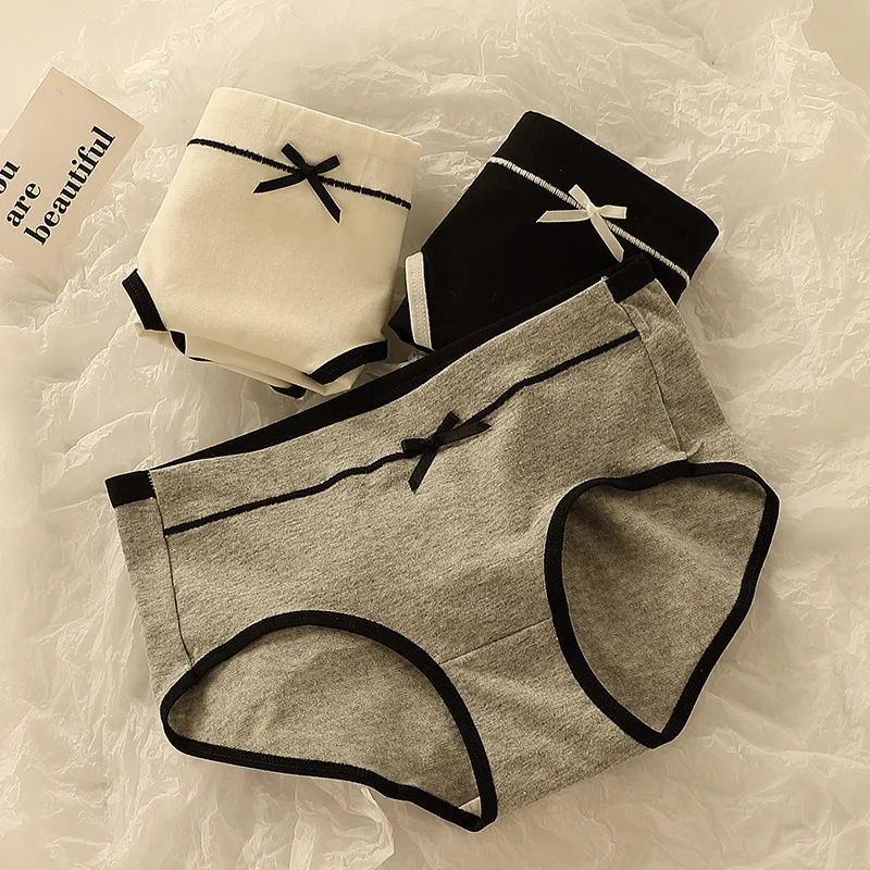 3dílné dámské bavlněné spodní prádlo s vysokým pasem a regulací bříška, prodyšné, celobavlněné, v japonském stylu, pro teenagery a dámy - náhled 2