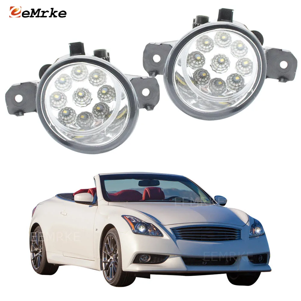 EEMRKE Pair for Infiniti IPL G37 Q60 3.7 IPL 2011 2012 2013 2014 2015 9-Pieces LED Fog Lights H11 12V Front Bumper Light Led PTF