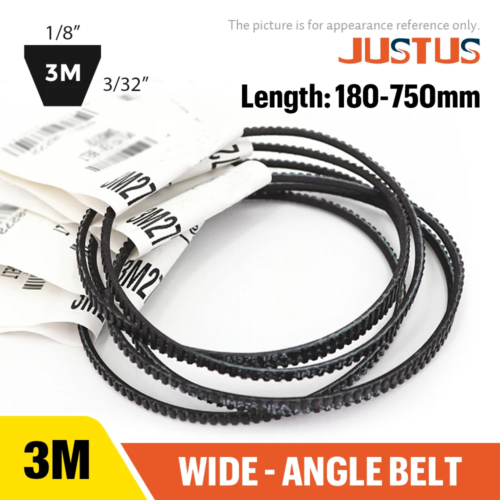 

GTAES 3M Wide-angle belt 180-750mm For Harbor Freight Lathe Drive Belt Transmission Triangle Belt