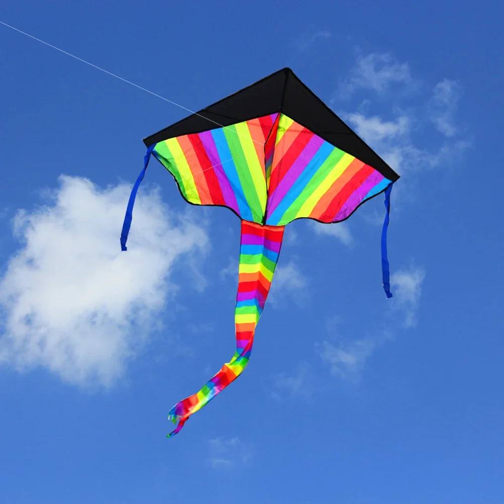 Cerf-volant à une ligne avec longue queue en forme de diamant, facile à voler, cerf-volant de vol coloré, améliore la Coordination, jouets pour enfants