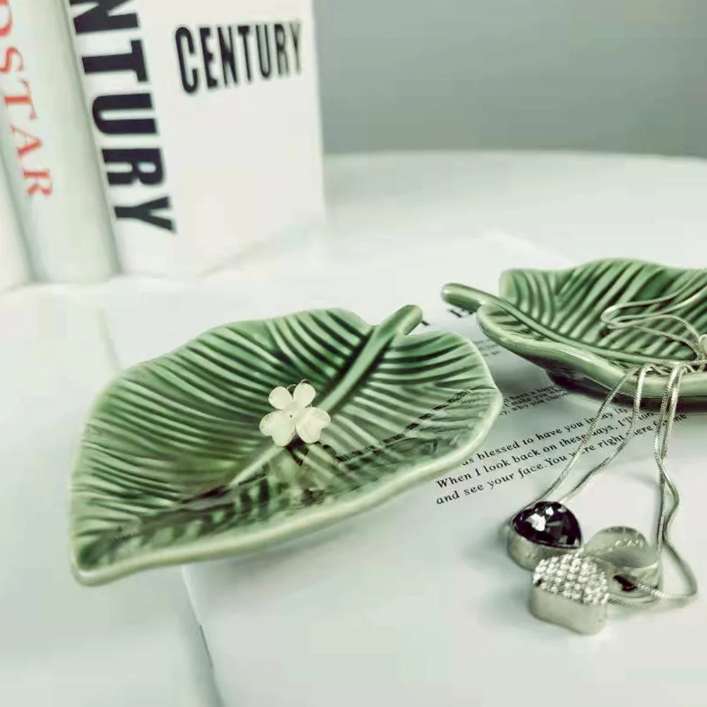 

Green Leaf Tray Small Jewelry Decorative Plate Trays for Dish Holder Nordic Table