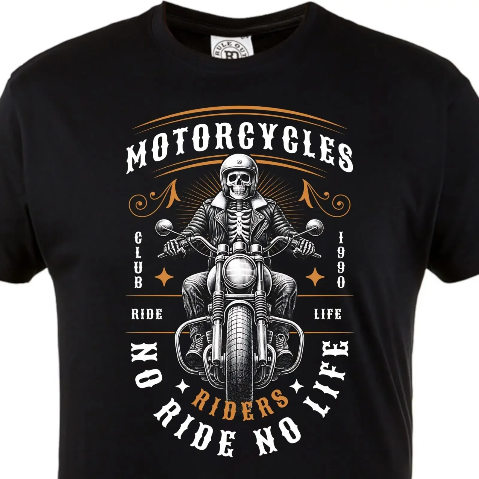 Herren T Shirt Motorrad Skull Rider Biker Geschenk Maenner Ride No Life vintage Washed Soft graphic Versatile Comfortable
