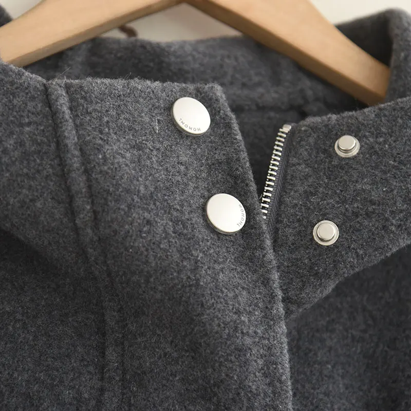 Winter New Style Korean Version Woolen Coat Casual Loose Grey Tweed Jacket Women's Cleanfit Thickened Winter Outerwear
