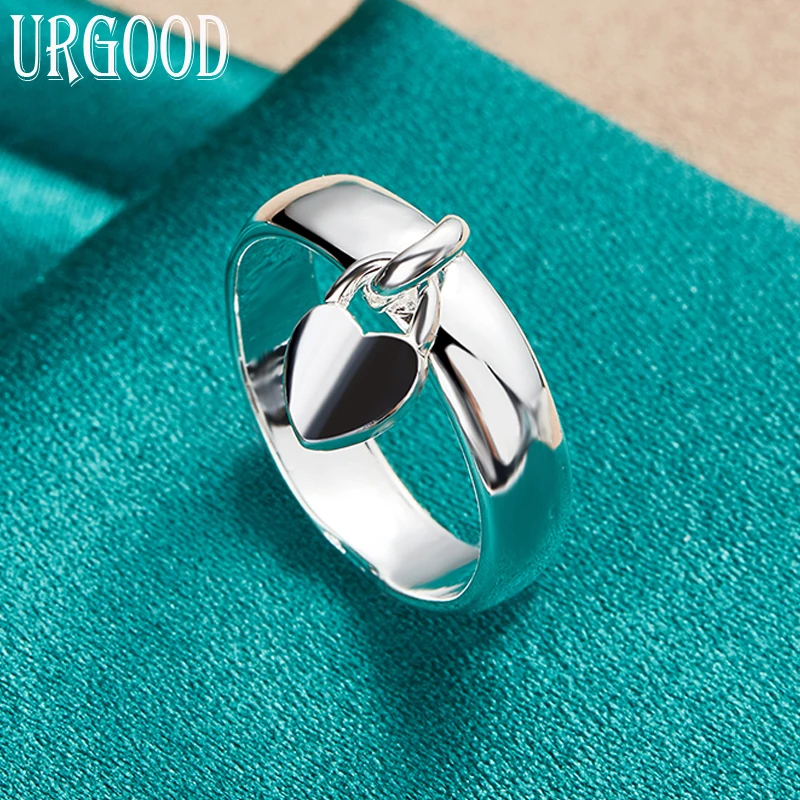 

925 Sterling Silver Love Heart Pendant Ring For Women Man Party Engagement Wedding Romantic Fashion Jewelry Gift