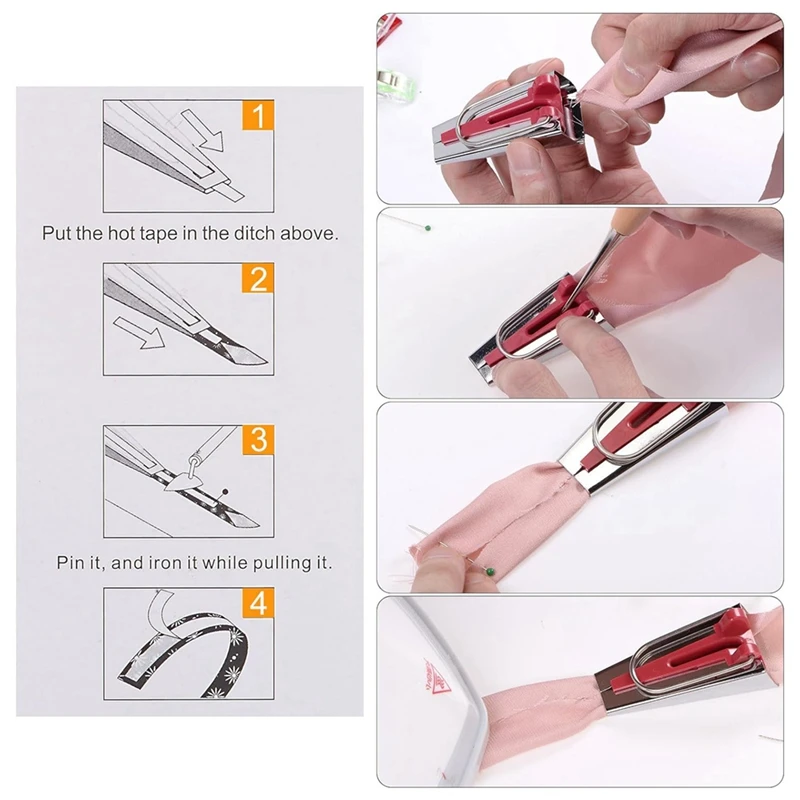 Kit de fabricante de fita 6mm 12mm 18mm 25mm 9mm, dobra única e dupla, fabricante de ligação de viés de tecido, ferramenta de costura para retalhos de tecido durável