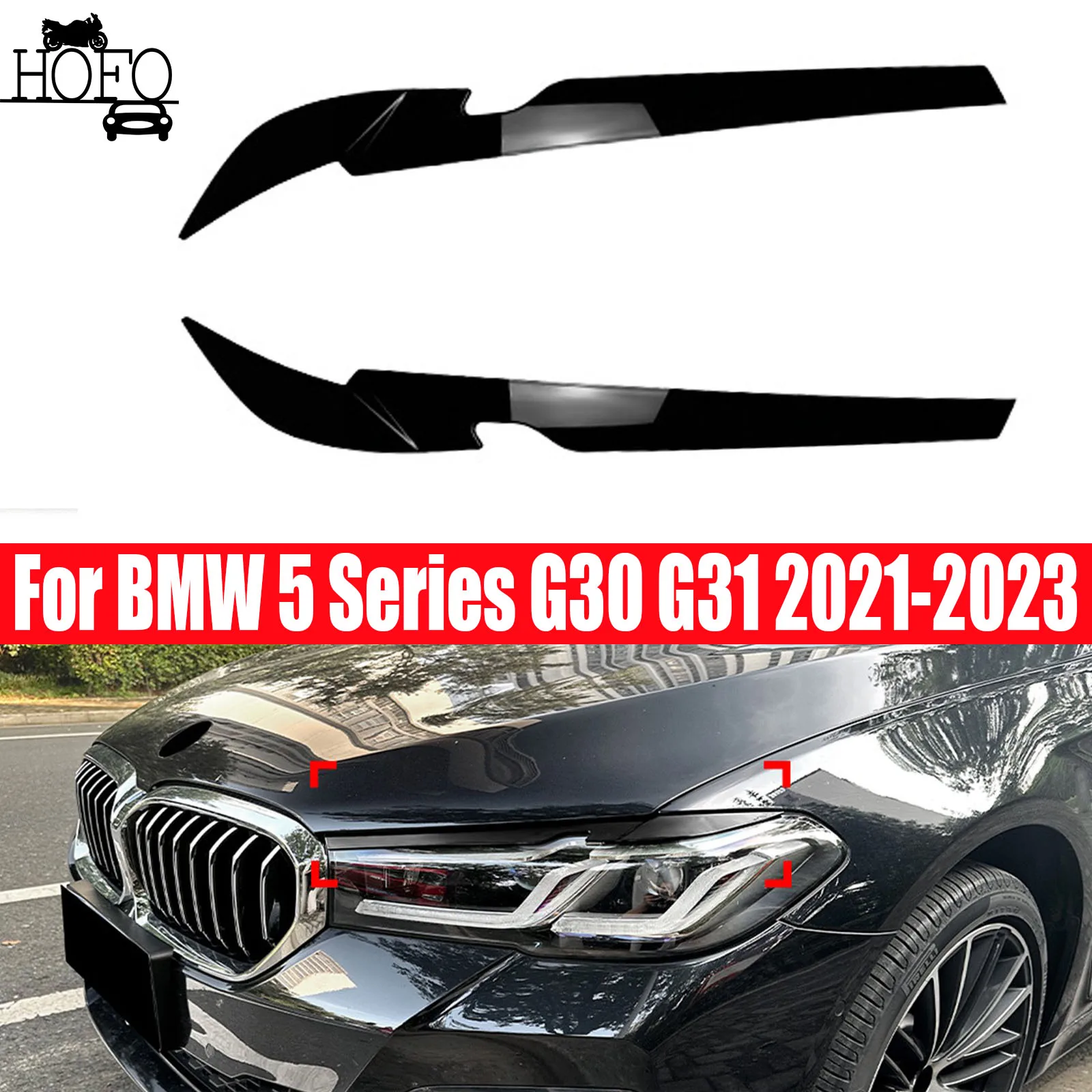 

For BMW 5 Series G30 G31 2021-2023 2pcs Headlight Eyebrows Eyelid Headlamp Eyelid