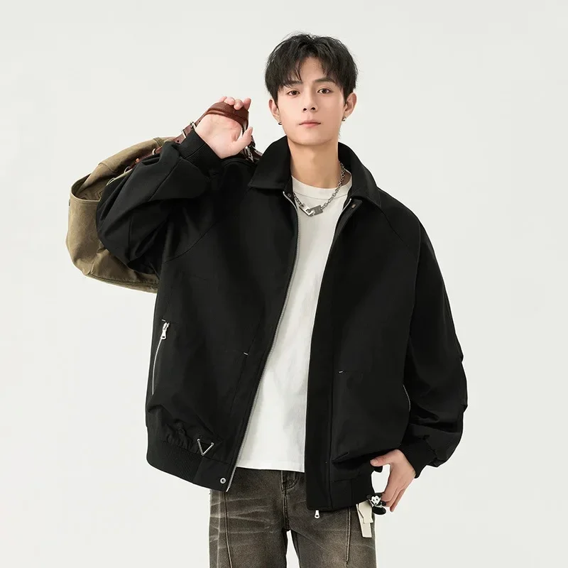 

Американская мужская приталенная куртка шириной плеч стандартной длины свободного стиля весна осень с воротником-стойкой повседневная верхняя одежда куртки