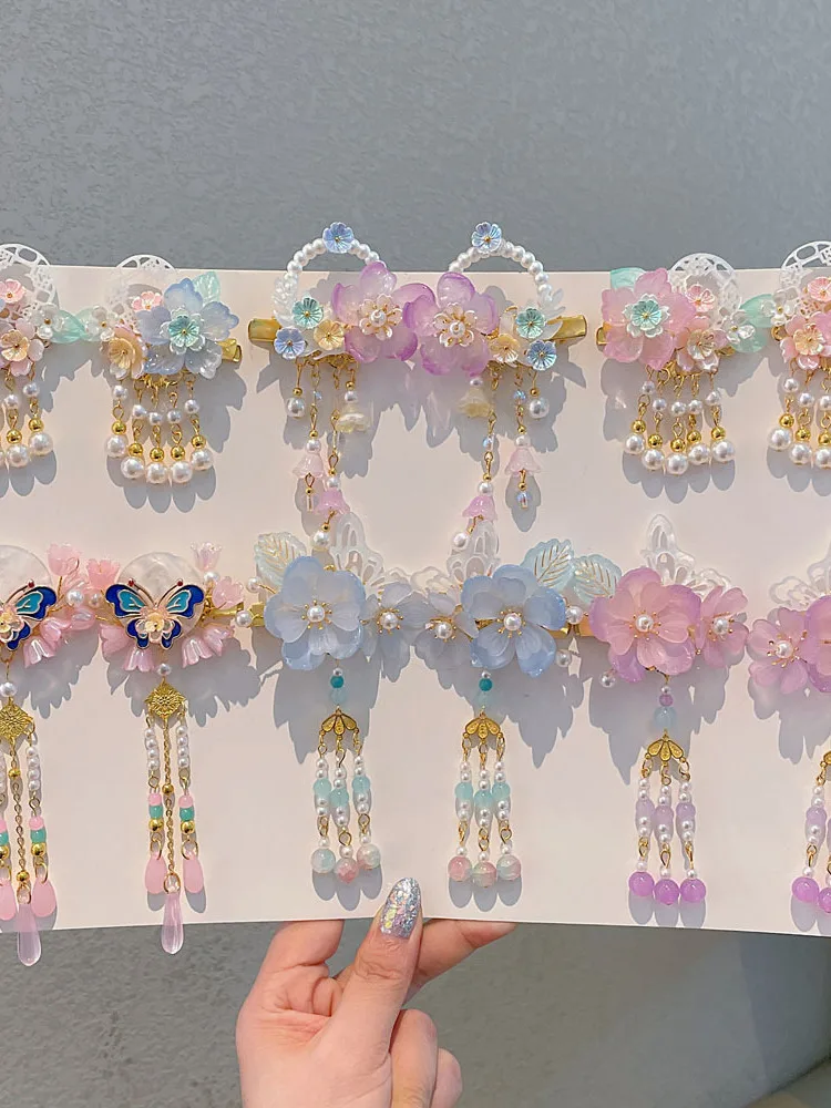 

Детская заколка для волос Hanfu для головного убора, заколка для волос в античном стиле для маленьких девочек, темперамент с кисточкой в виде суперфеи, китайский стиль