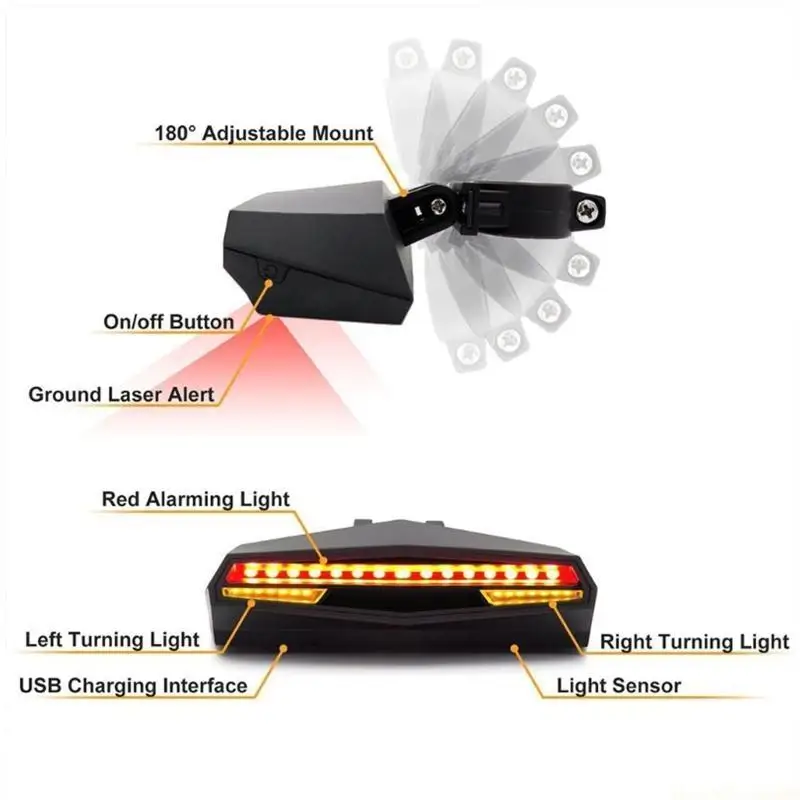 

M5TC USB Rechargeable Taillight, Remote Control Lights for Cycling Accessory