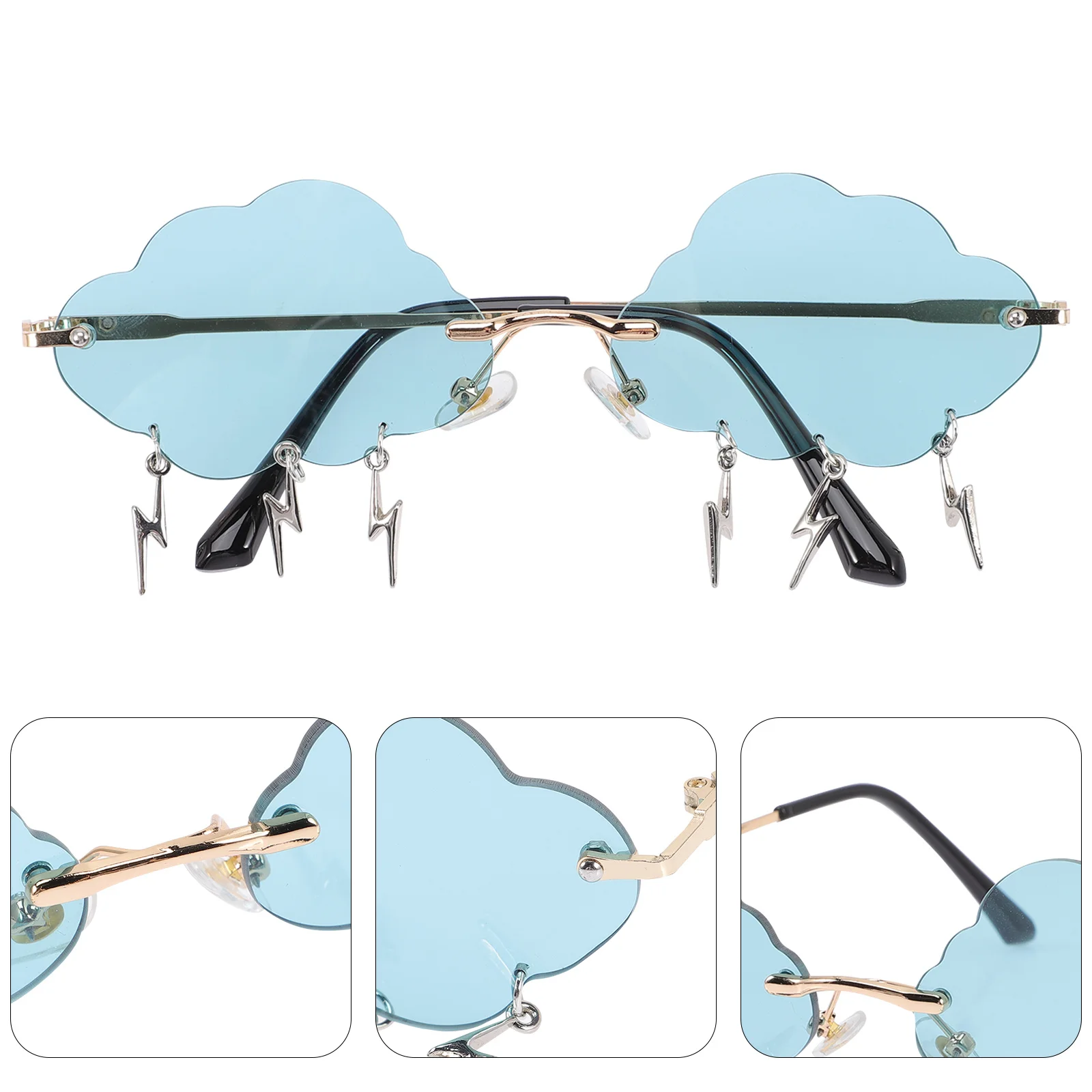 

Irregular Cloud Shaped Rimless Sunglasses Stylish Durable Party Photo Prop Fun Eyewear Personalized Unisex Fashion Glasses