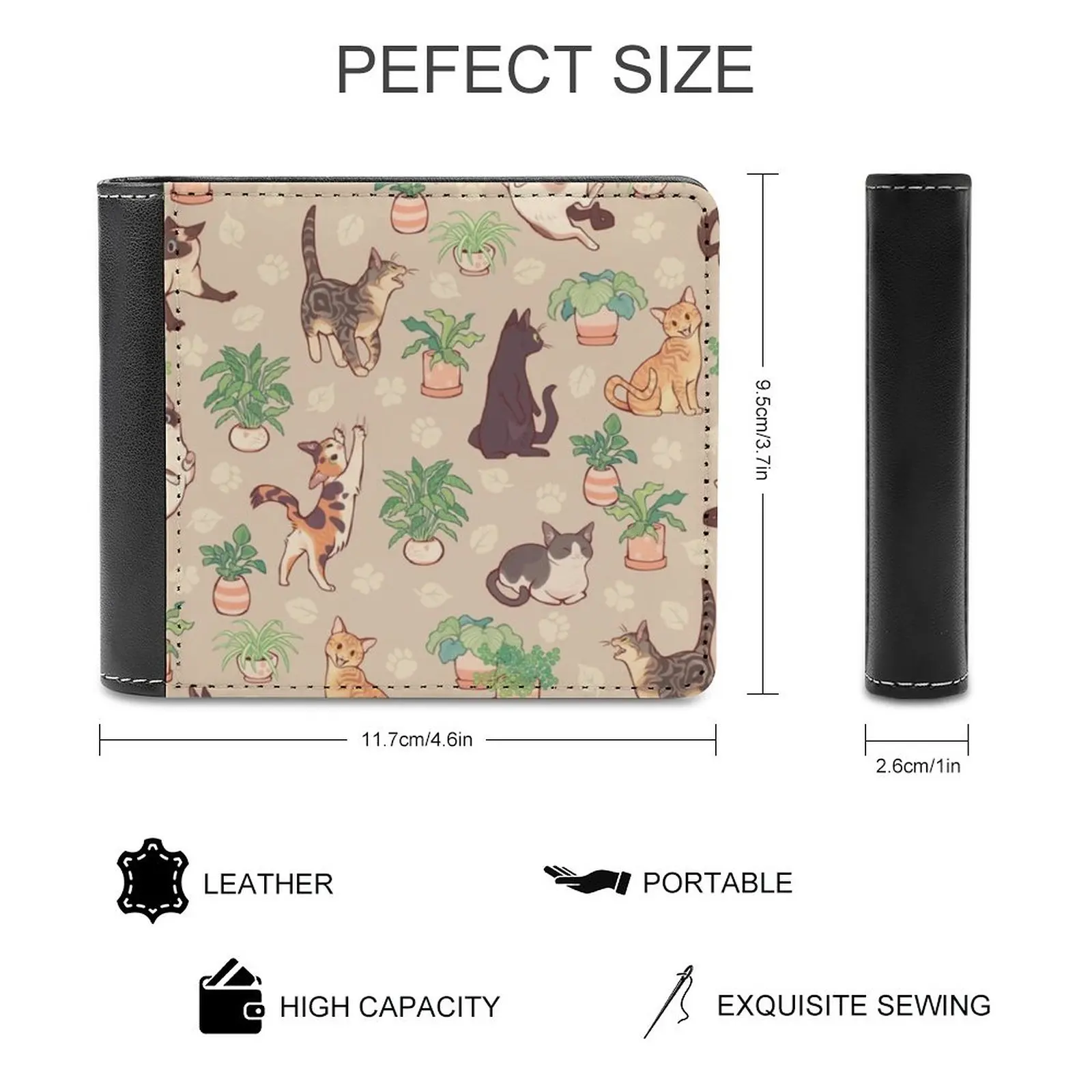 Cozy Michis In Beige Men's Wallet Purses Wallets New Design Dollar Price Top Men Leather Wallet Cat Cats Tabby Cat Siamese Cat