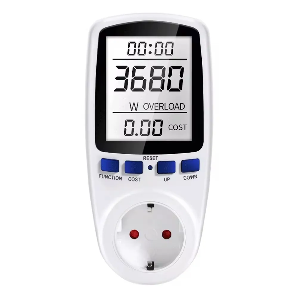 Digital Power Meter Wattmeter Electricity Usage Monitor Voltage Voltmeter Ammeter Socket Tester Energy Meter White Backlight