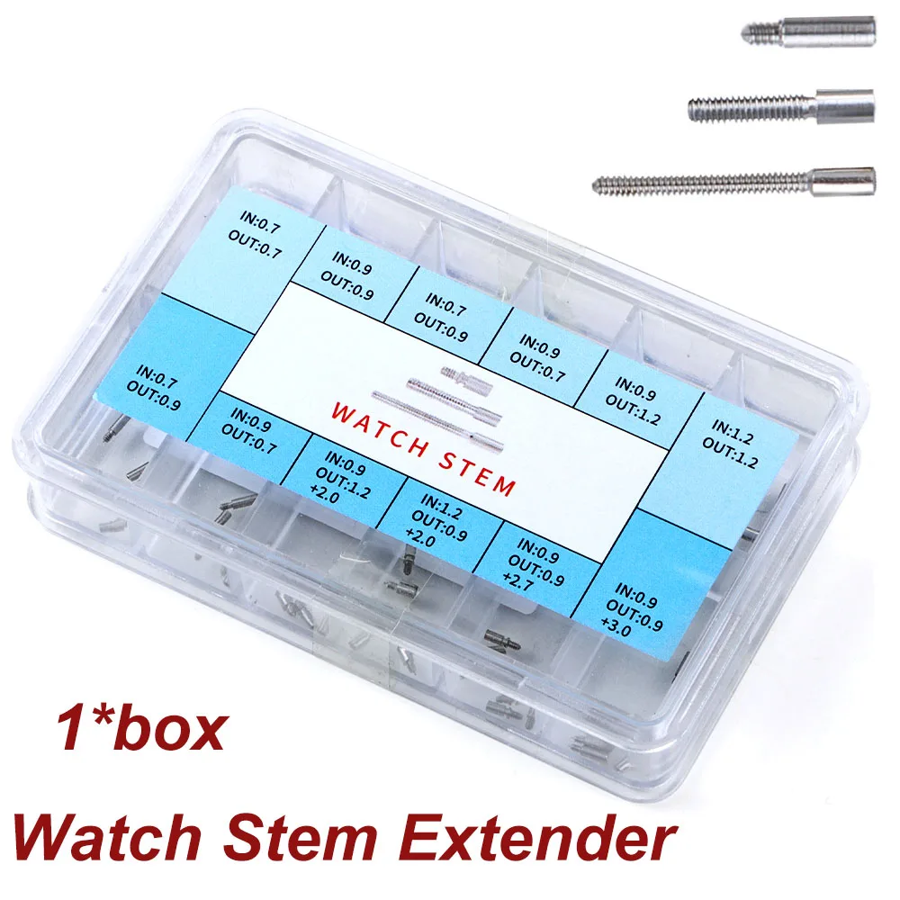 

1 Box Stainless Steel Watch Stem Extender Watch Winding Stem Extender 0.7 to 0.9 Repair Part For Watchmaker Watch Accessories