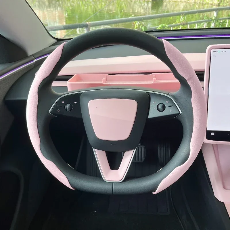 Rosa Innenraum für Tesla Model 3, Highland Mittelkonsole, Aufbewahrungsbox, Aufkleber, Lenkrad, hintere Bildschirmabdeckung, Displayschutzfolie