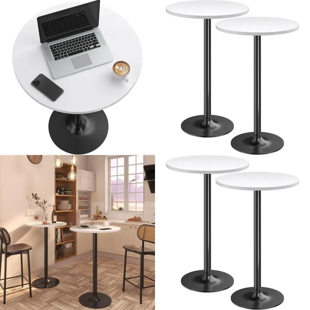 

Круглый барный стол с металлическим основанием, высота 40,6 дюйма, подходит для домашнего бара, столовой и гостиной, столешница из обсидианового мрамора