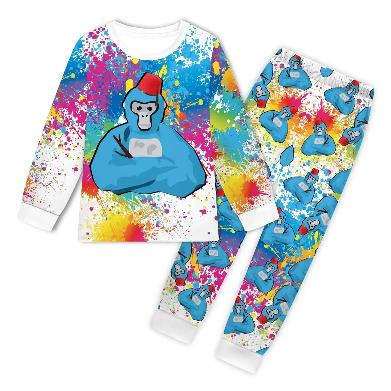 Funny Gorilla Tag VR Gamer Costume for Kids GorillaTag Printed Pyjamas Teens T-Shirt Pants Sets Birthday Gift Boy Girls Clothing
