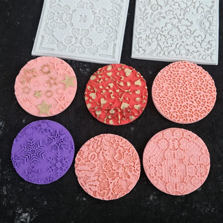 

Классическая силиконовая форма для выпечки в форме снежинки и сердца с текстурой, для украшения тортов и печенья, кухонные принадлежности для выпечки