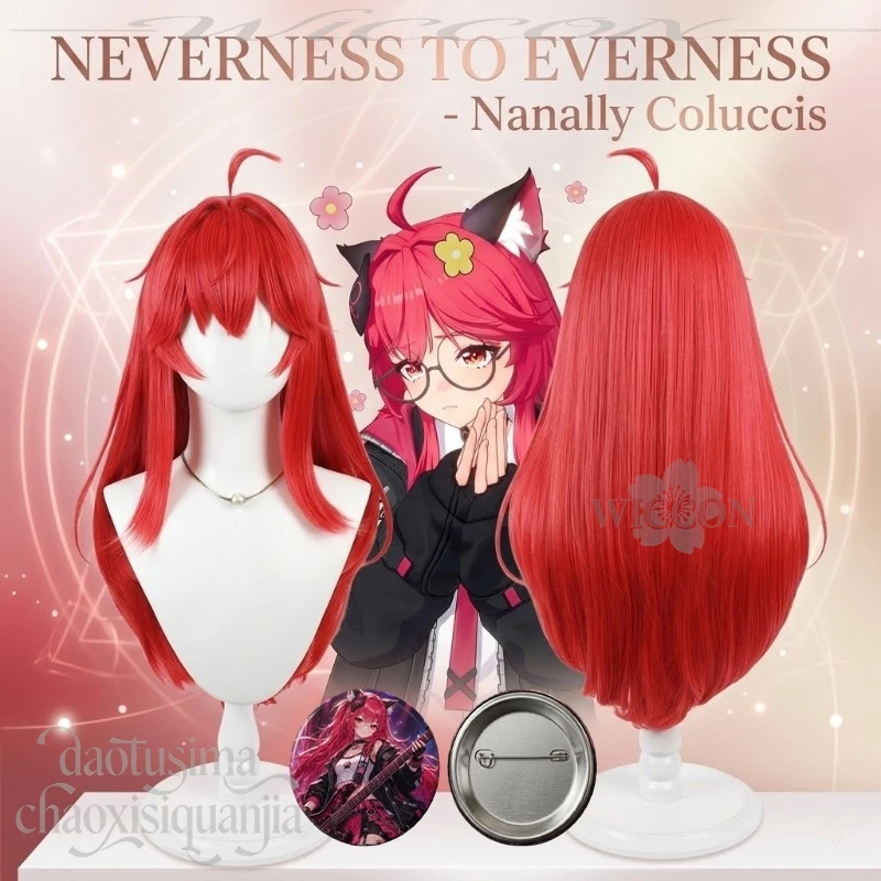 

Anime Game Neverness To Everness Cosplay Nanally Coluccis Long Red Straight Hair Wigs Jirai Kei Fashion Synthetic Hair Halloween