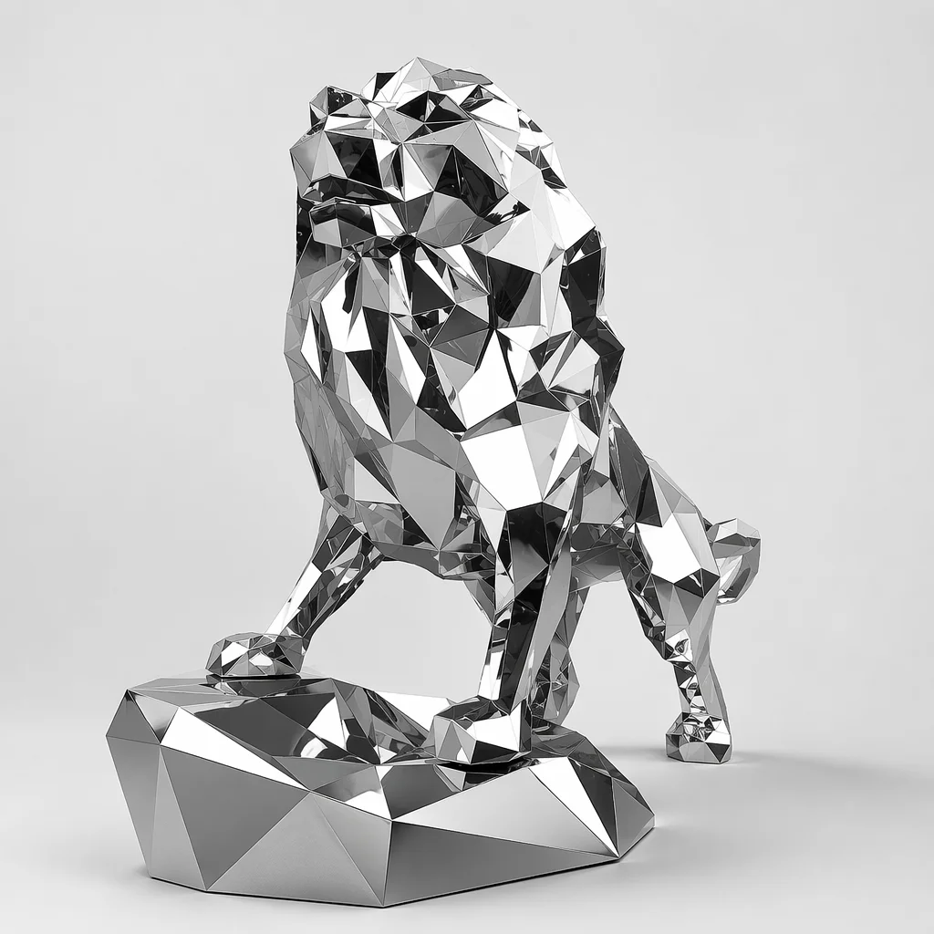 Luxury Mirror Polished Stainless Steel lion Custom Metal Sculpture Outdoor Garden Decoration Supports 3D Design and DDP
