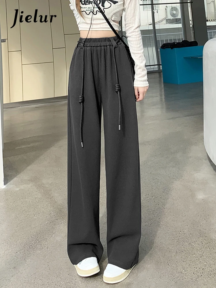 

Jielur White Sweatpants Wide Leg Sports Pants Women Spring Summer New Straight American Style Casual Pants Female Trousers S-XL