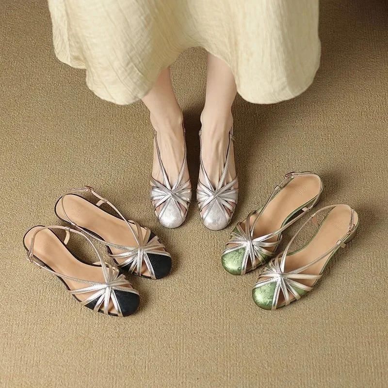 

Сандалии Baotou, новые женские летние сандалии одного цвета с заостренной Т-образной пряжкой и дышащей римской обувью