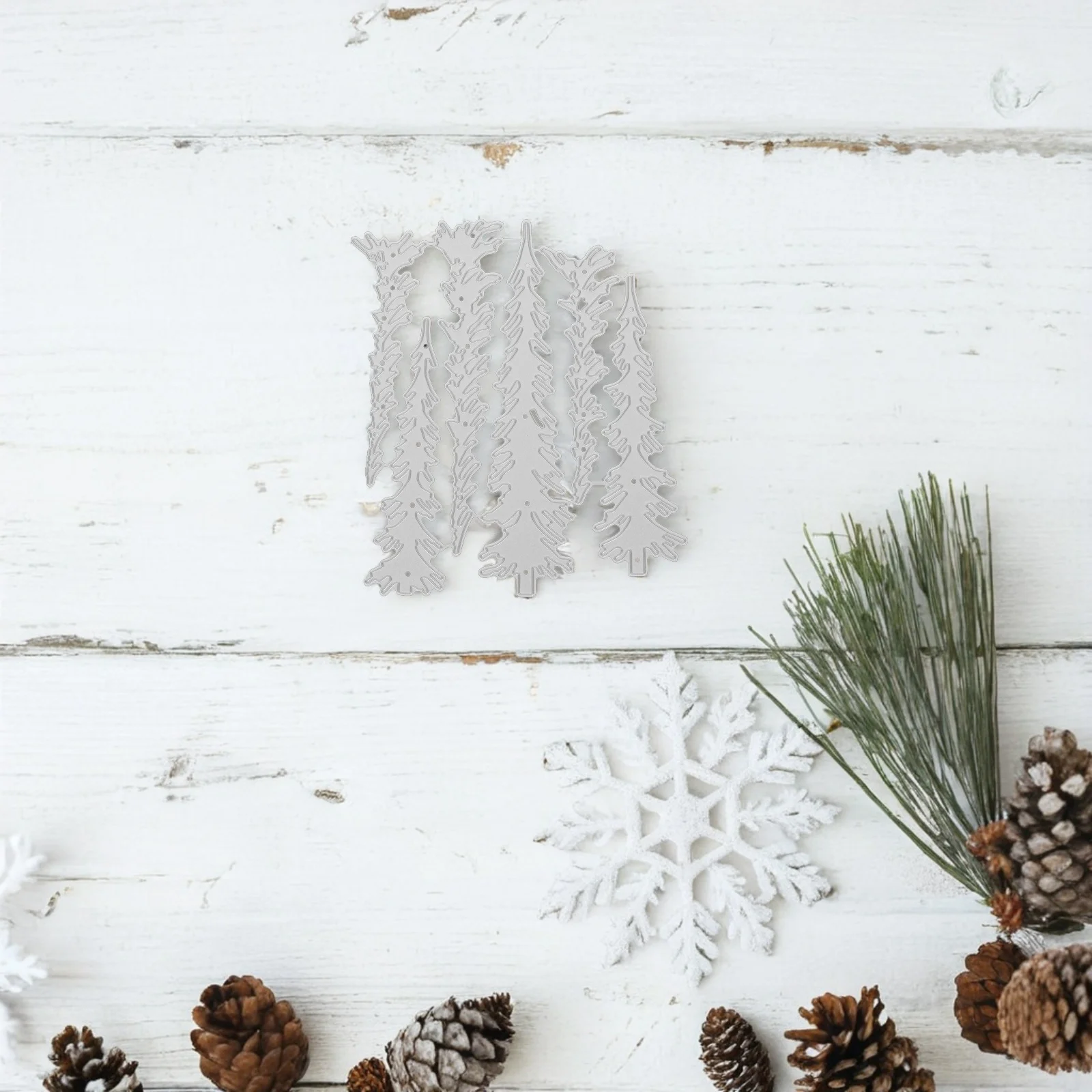 

2 Pcs Scrapbook Christmas Tree Mold Metal Embossing Stencil Die Cuts for Card Making Stencils Template Craft Dies Silver