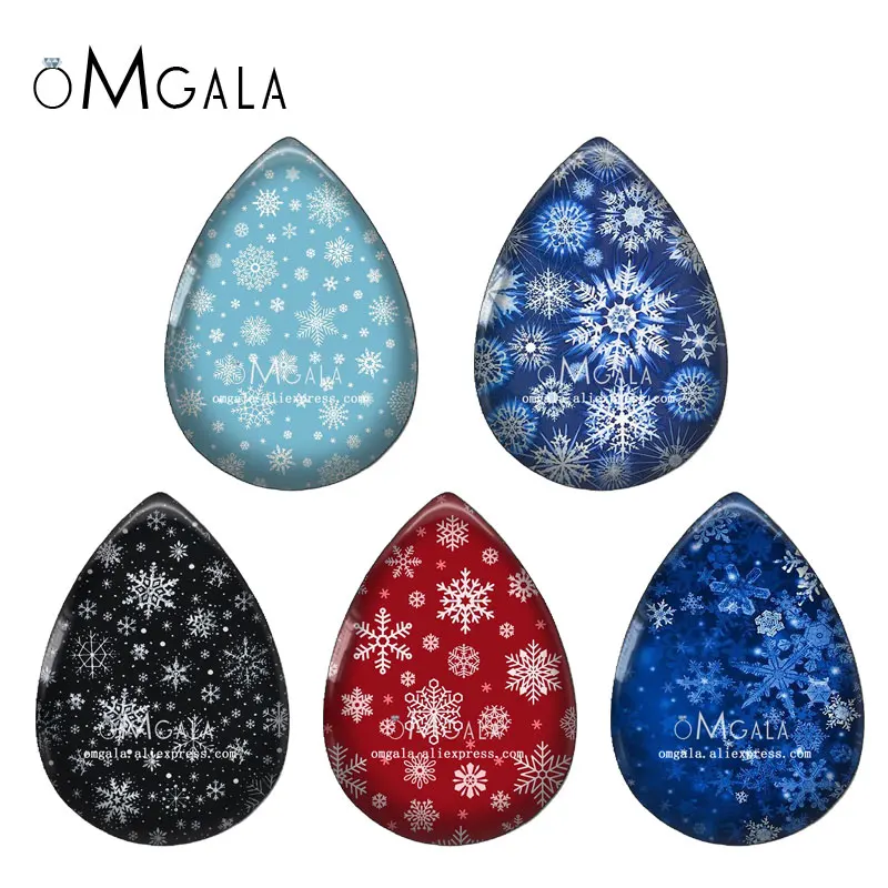 

Beautiful Winter Snowflake Art Patterns 13x18/18x25mm Photo Glass Cabochon Flat Back For DIY Jewelry Making Findings