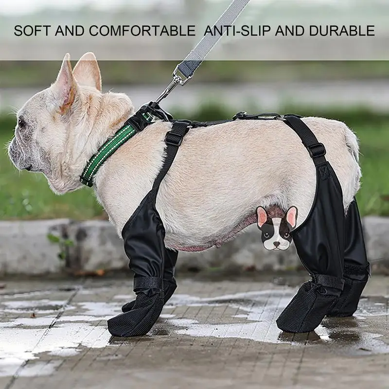 New Waterproof Dog Shoes Adjustable Dog Boots Non Slip Breathable French Bulldog Suspender Boots Pet Dogs Outdoor Walking Shoes