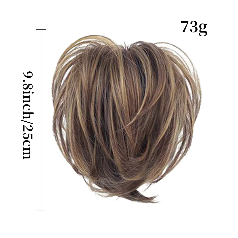 Women 9.8 inch Wig Hair Bundles  Short Ponytail Messy Fluffy Bird's Nest High Temperature Synthetic Fiber Hair for Adding Volume