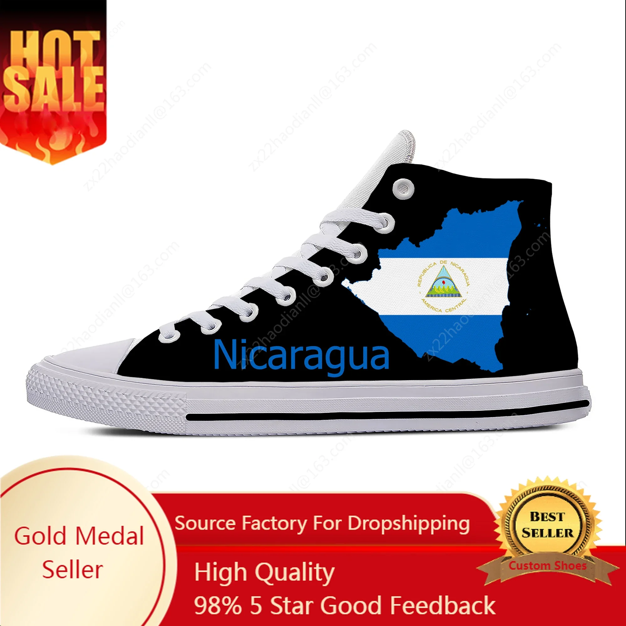 

Nicaragua High Top Sneakers Mens Womens Teenager Casual Shoes Canvas Running Shoes 3D Print Cosplay Breathable Lightweight shoe