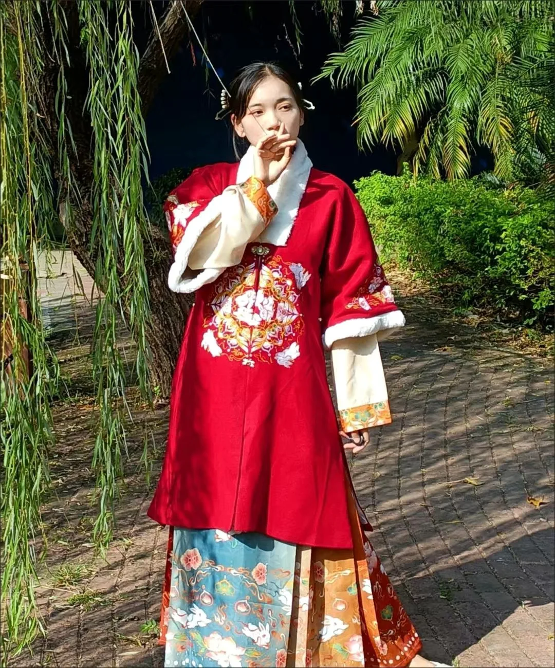 2026 Winter Hanfu Sets Women Chinese Traditional New Year Hanfu Costume Red Ma Mian Skirt Suit Female Christmas Costume view 3