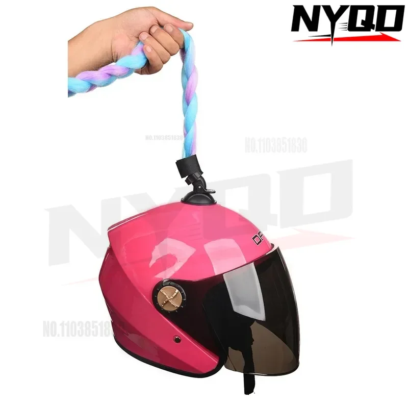 1Pc Kerstcadeau Nieuwe Motorhelm Vlechten Vrouw Vlechten Pruik Voor Motorhelm Multicolor Twist Dual Pigtail Paardenstaart