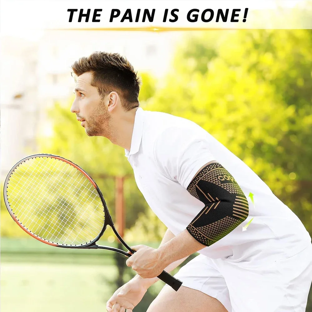 

1Pair Copper Elbow Compression Sleeves, Tennis Elbow Brace for Women Men Arms Support Sleeve for Tendonitis, Tennis, Golfers