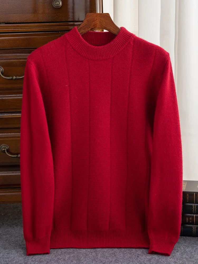 Maglione di Cashmere da uomo per l'inverno collo a lupetto spesso caldo 100% maglieria di Cashmere Smart Casual Solid Pullover Jumper di alta qualità