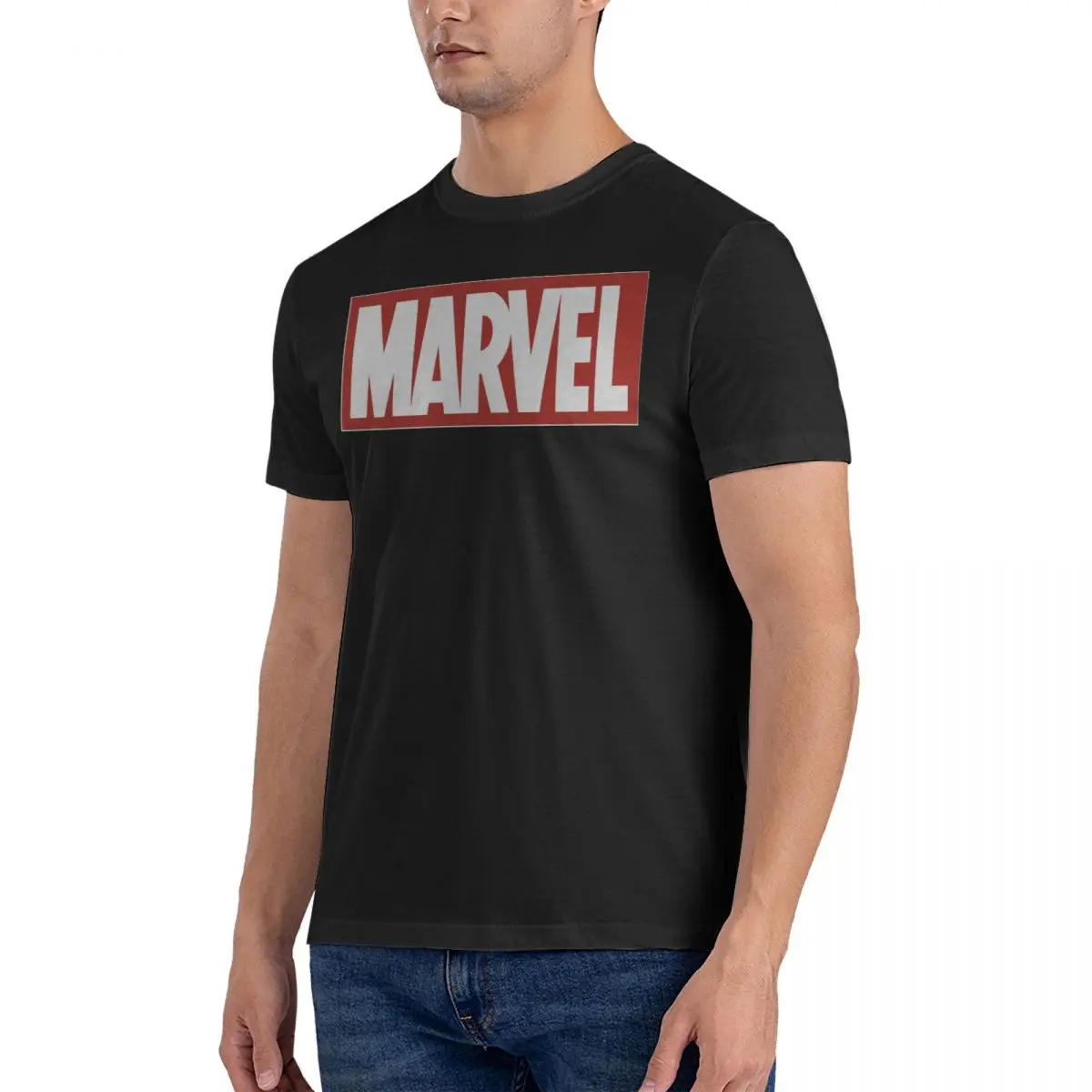 Logo T Shirts for Men Cotton Funny T-Shirts Round Neck Marvel The Avengers Tees Short Sleeve Clothing Graphic Printed