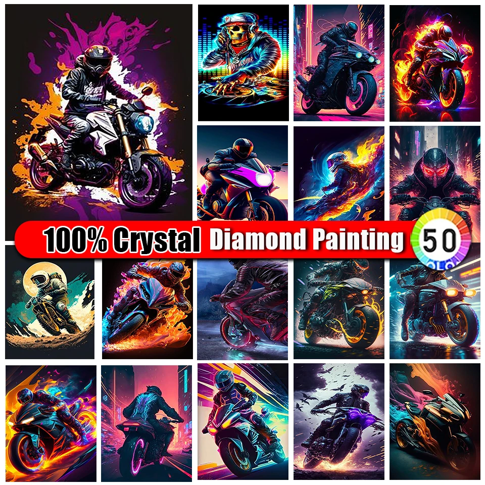 

Merdika 100% Crystal Diamond Painting Motorcycle Colorful 5D Diamond Embroidery Sale Pictures of Rhinestones Mosaic Scenery