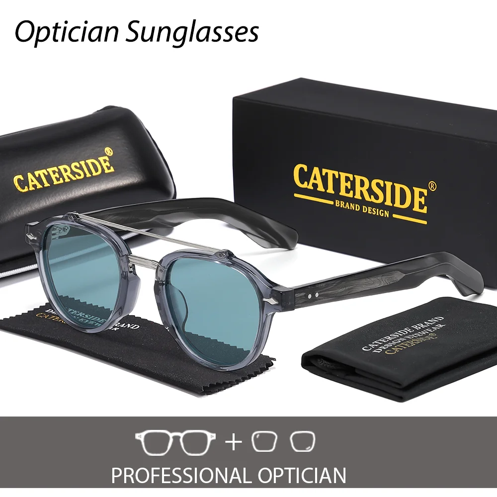 

Мужские поляризационные солнцезащитные очки CATERSIDE с ацетатной оправой, квадратными линзами, диоптриями, плоским верхом, двойным мостиком, защита от УФ400