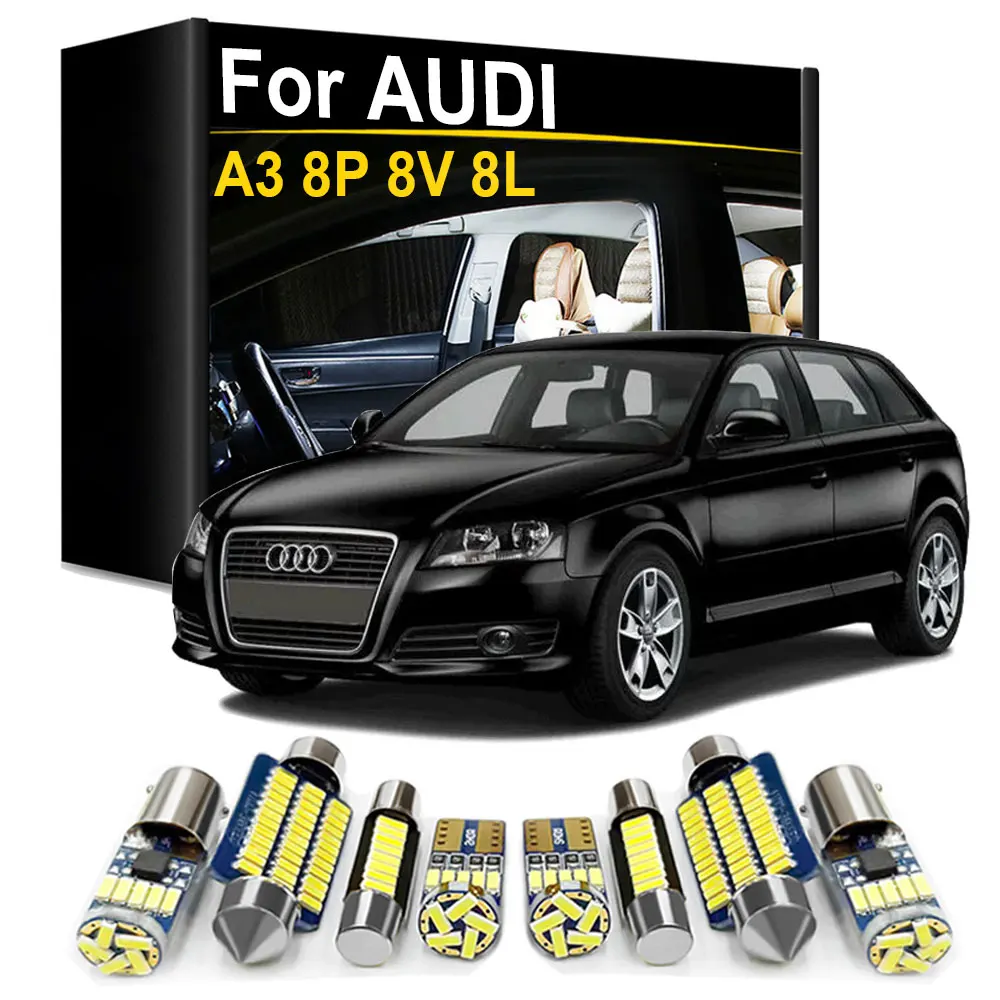 Interior LED Light Bulbs Kit For Audi A3 S3 8P 8V 8L 1996- 2004 2005 2006 2007 2008 2009 2010 2011 2012 2013 2014 2015 -2022