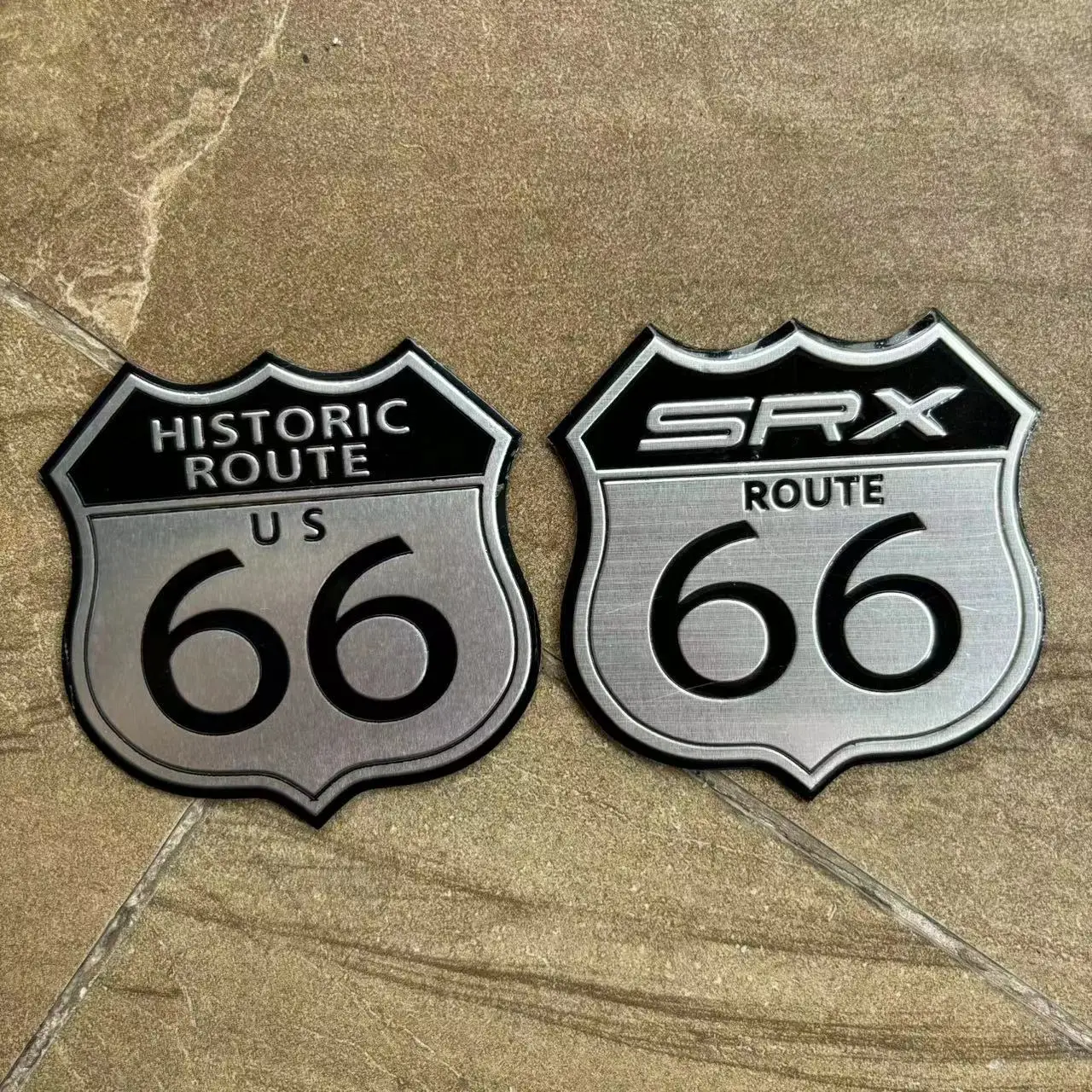 Motorcycle Route 66 Memorial Mark Aluminum Alloy Car Sticker on The Rear of The Car Suitable for All Motorcycles and Cars