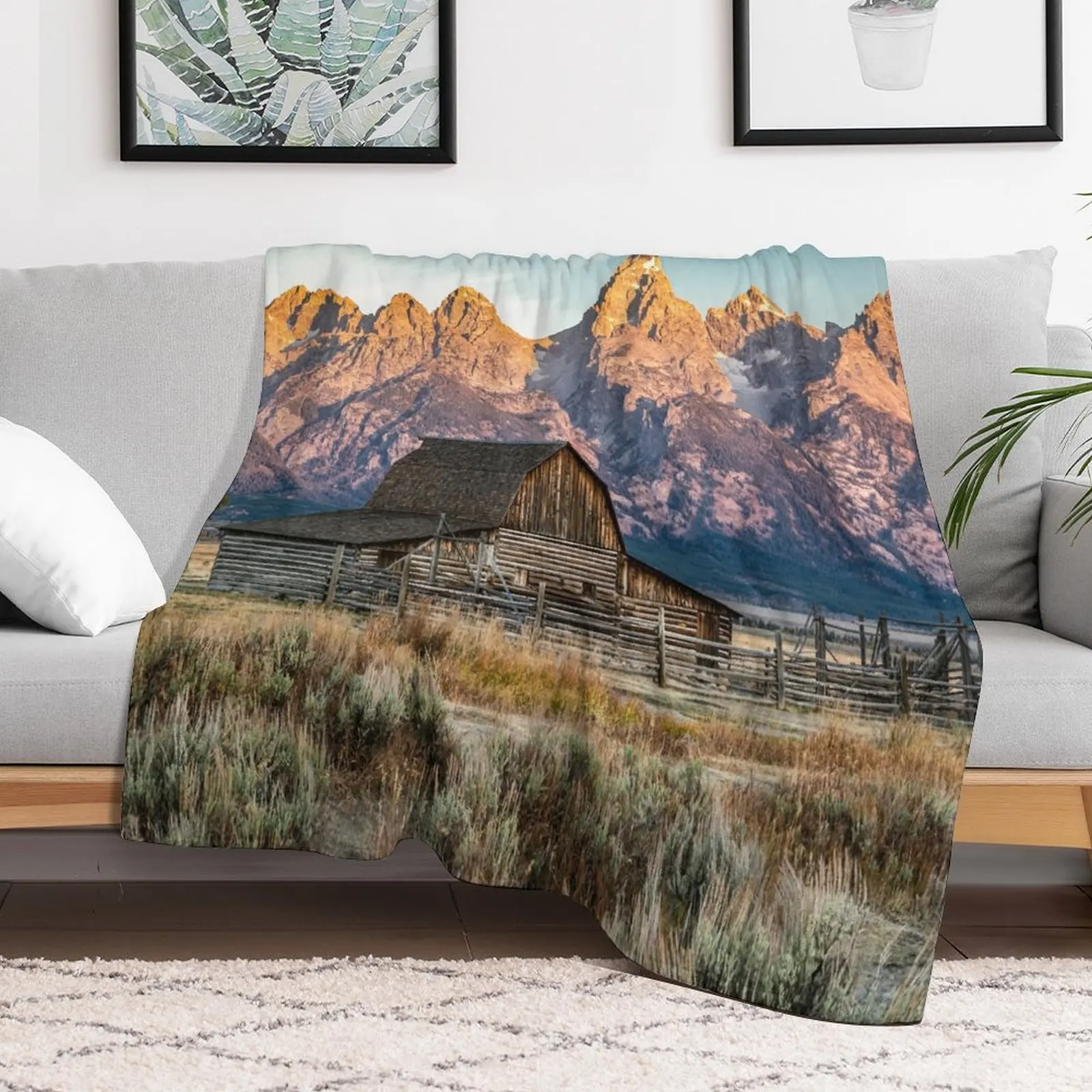 

Grand Teton National Park - Moulton Barn Throw Blanket Large Travel Furry Single Blankets For Sofa Thin warm winter Blankets