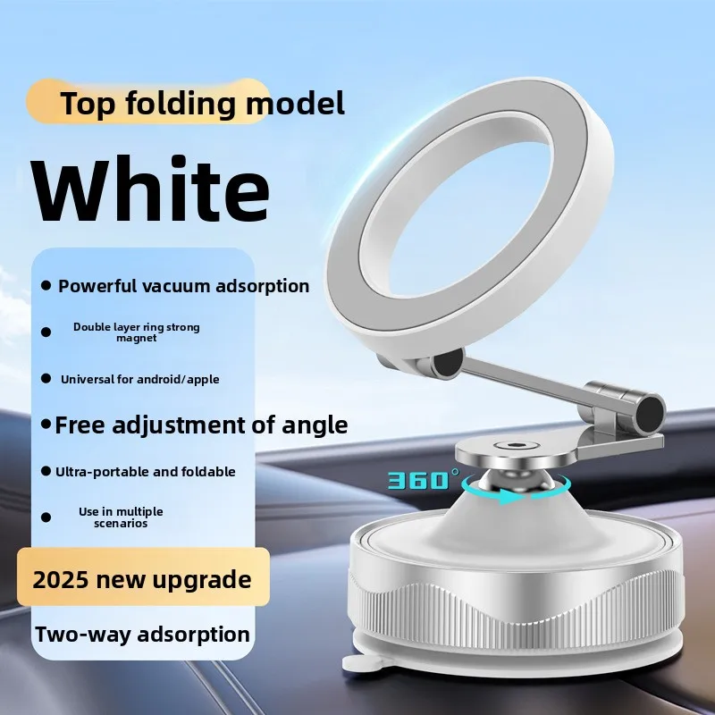 Magnetic Vacuum Suction Car Phone Holder Foldable 360° Adjustable Dashboard Mount for iPhone Samsung