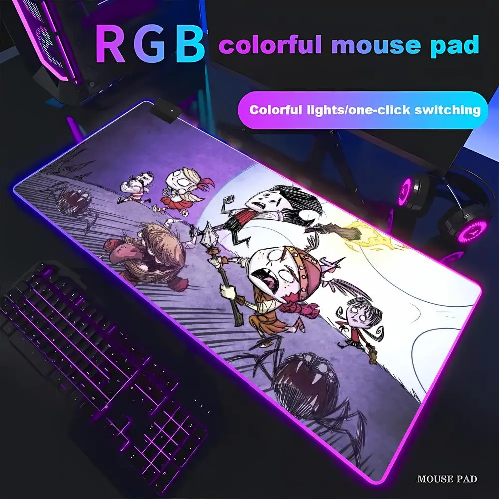 

HYBXAXC Mouse Pad Rubber Non-slip For Office Gaming Night Forest Moon Cartoon Mat RGB Pad HD Large LED Light XXL PC Computer