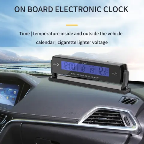 Atomic Clock with Indoor Outdoor Temperature, Digital Alarm Clock with Large Display, Self Setting Clock for Vehicle KXRE