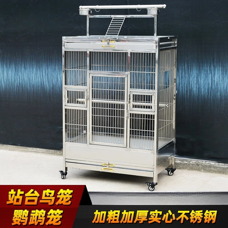 

Stainless steel bird cage large display cage multi-layer black phoenix tiger skin peony thrush cage extra large parrot cage