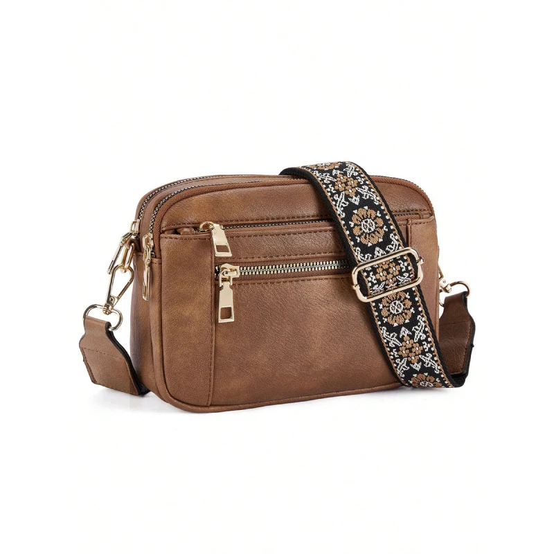 New Retro Quilted Embroidery PU Small Square Shoulder Bag – Multi-Functional Crossbody Messenger Handbag with Multi-Partition Design, Perfect for Daily Commuting, Shopping, or as a Gift image 8
