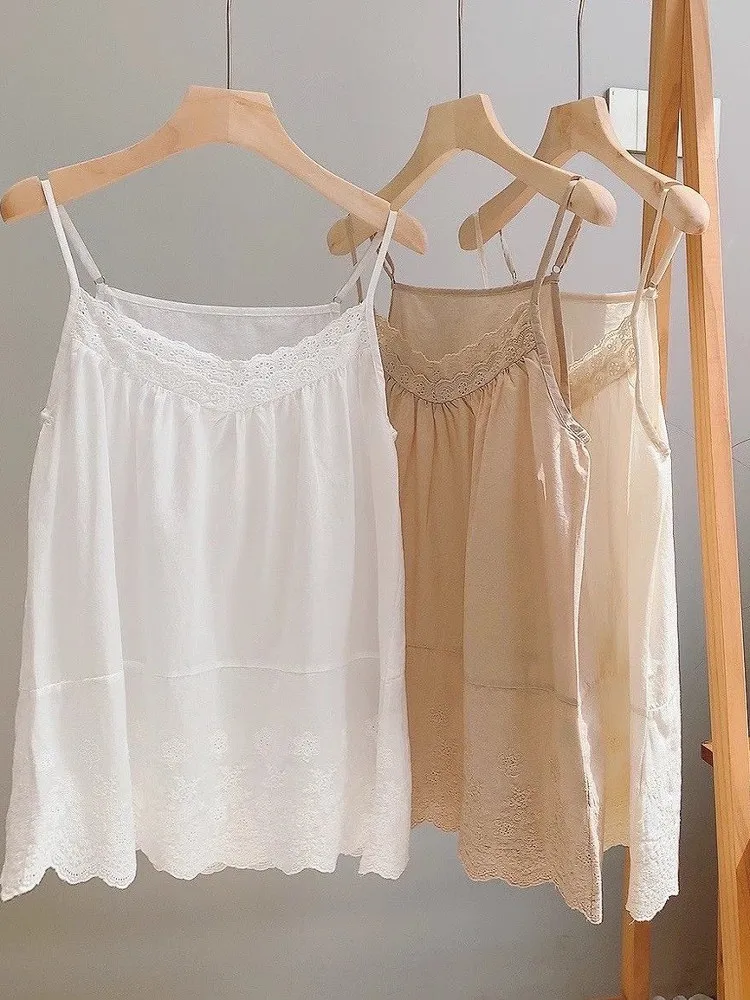 

Женский жилет больших размеров с кружевной отделкой, свободный крой, базовый слой, летняя внутренняя одежда, топ, длинные брюки с высокой талией