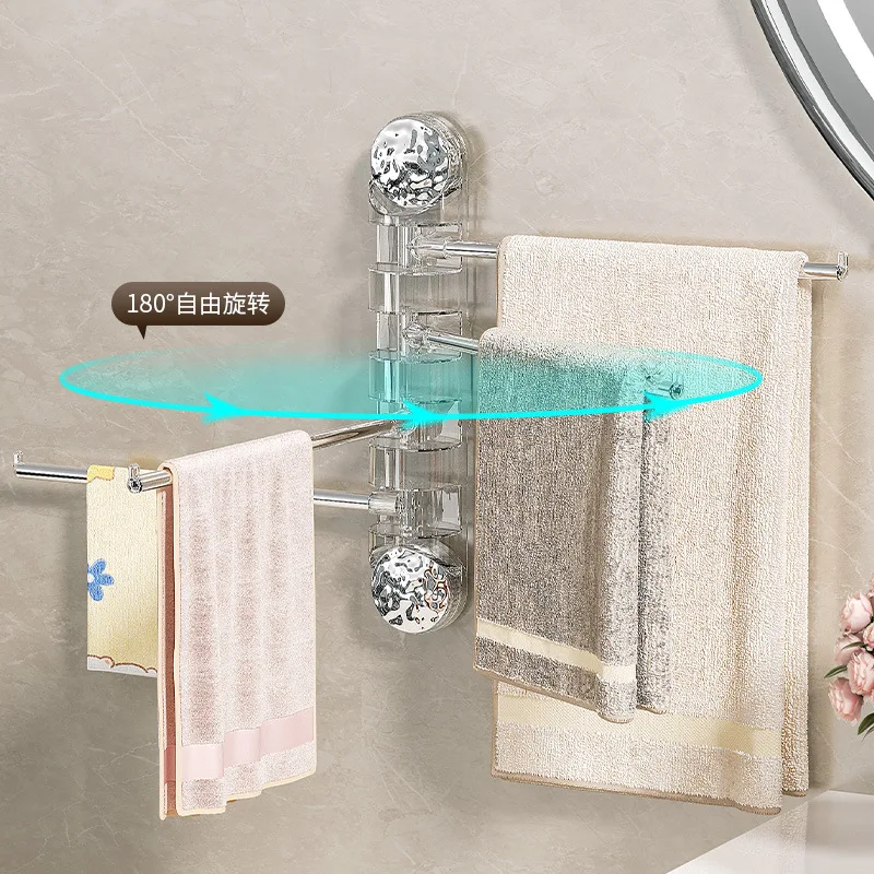 Suction Cup Towel Rack Non Punching Rotating Multi Pole Storage Rack In The Bathroom Toilet Towel Rod