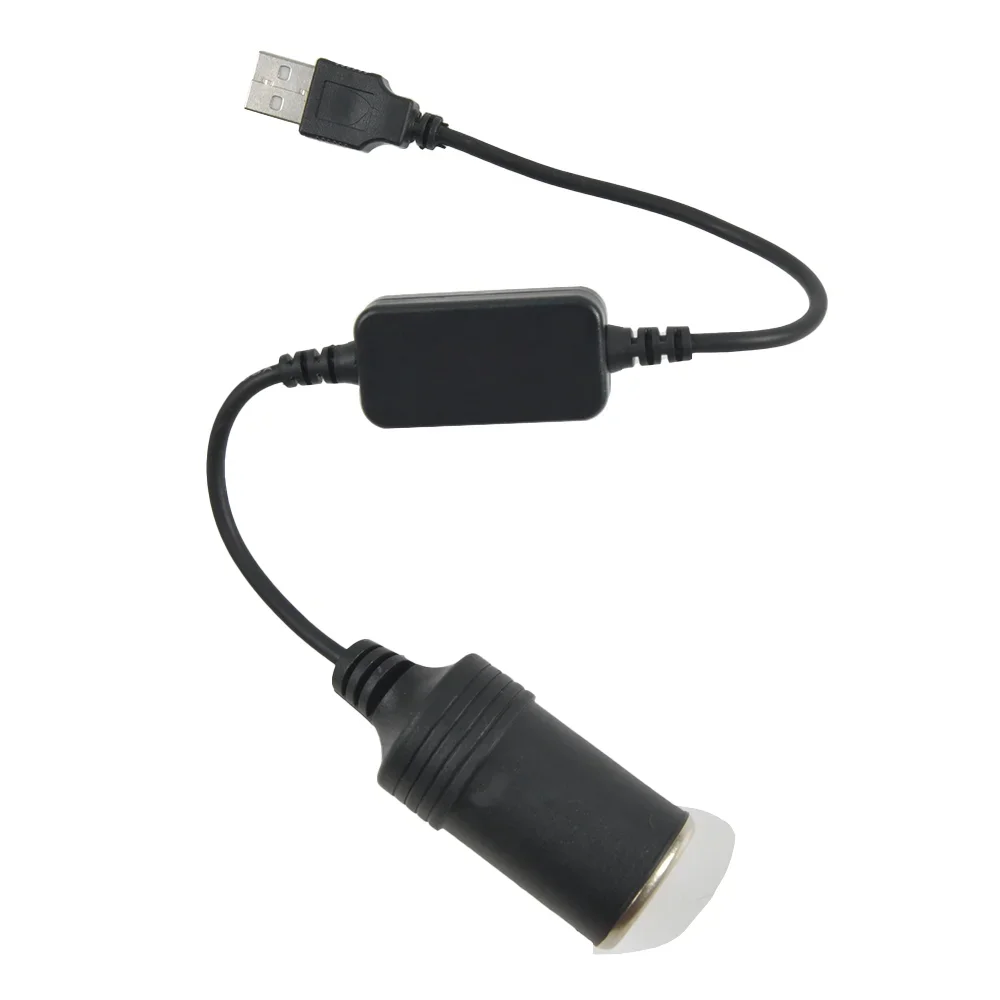 1pc USB To Cigarette Lighter Adapter Cable Female Socket 5V To 12V Socket Female Power Cord